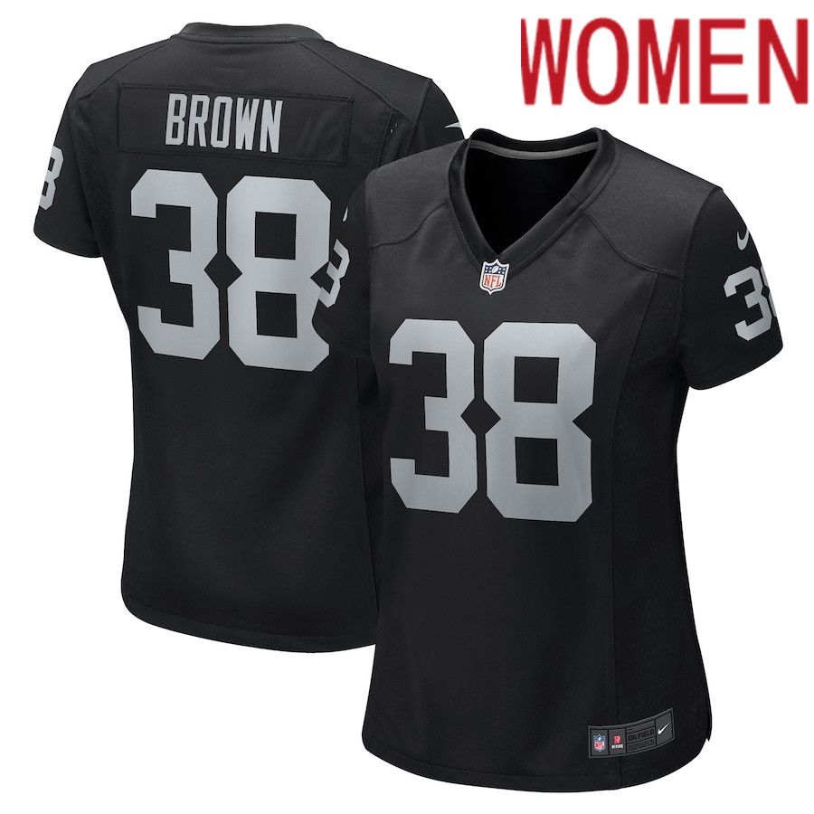 Women Oakland Raiders #38 Jordan Brown Nike Black Game NFL Jersey